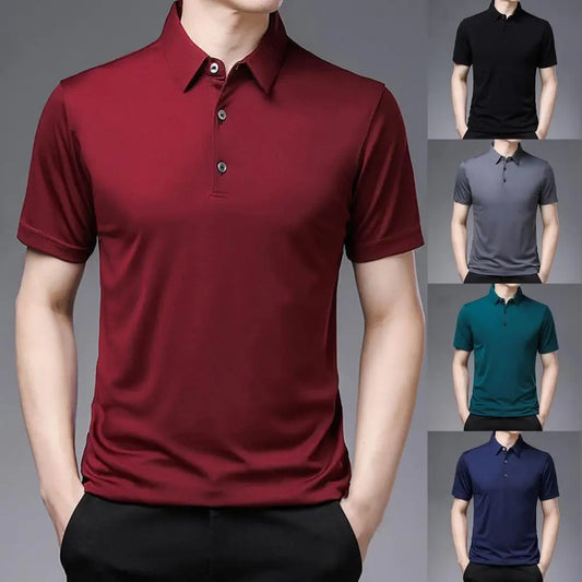 New Man Shirt Mens Casual Men Shirt Solid Color Short Sleeve Summer Lapel Buttons Top for Dating High Quantity Men